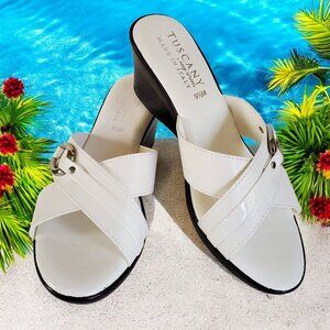 Tuscany by Easy Street Women's 9.5 M Wedge Open Toe Sandal Heels Shoes Slip On